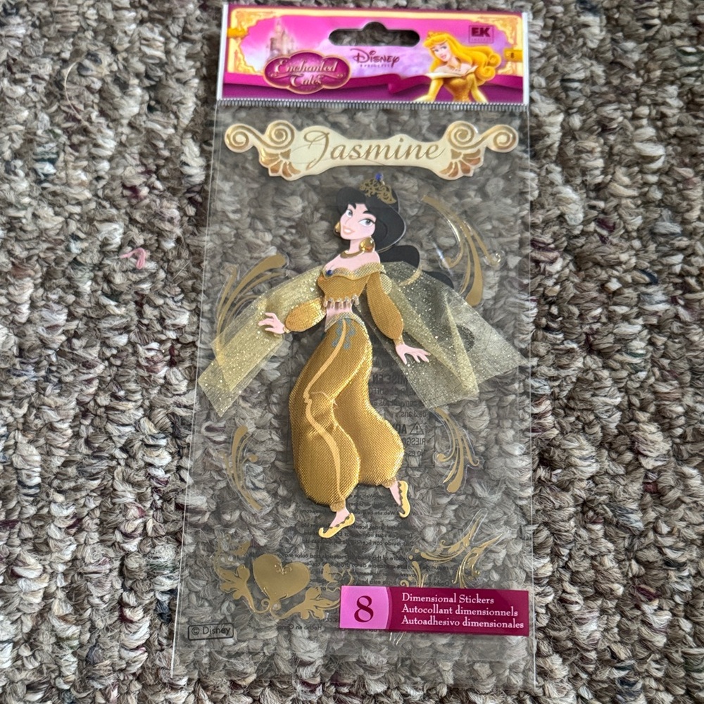Disney Princess Jasmine Gold Dimensional Sticker